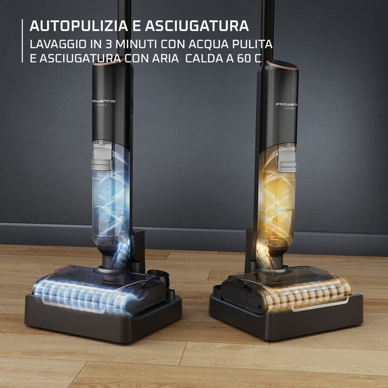 Rowenta X-Clean 7 , Lavapavimenti Senza Fili, Autonomia 50', Tecnologia Smart, Assistente Vocale, Autopulizia e Asciugatura, Luci Led, Pulizia Bordi, GZ5736