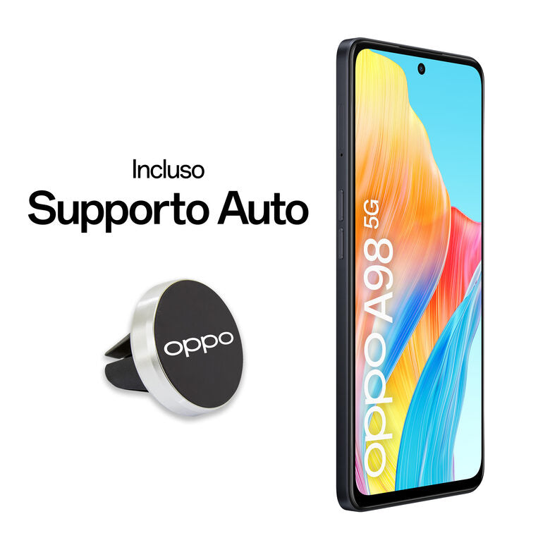 OPPO A98 5G Smartphone, AI Tripla fotocamera 64+2+2MP, Selfie 32MP, Display 6.72” 120HZ LDC FHD+, 5000mAh, RAM 8(Esp 4GB/6GB/8GB)+ROM 256GB (esp1TB), IPX4, Supporto Auto [Versione Italia], C