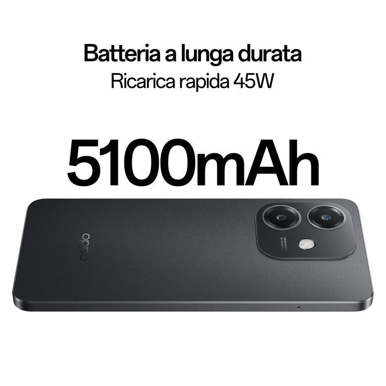 OPPO A40 Smartphone, Fotocamera AI 50MP, Selfie 5MP, Display 6.67” 90HZ LCD HD+, 5100mAh, RAM 4 Esp 8GB (+4GB Virtuali) +ROM 128GB, IP54, [Versione Italia], Sparkle Black