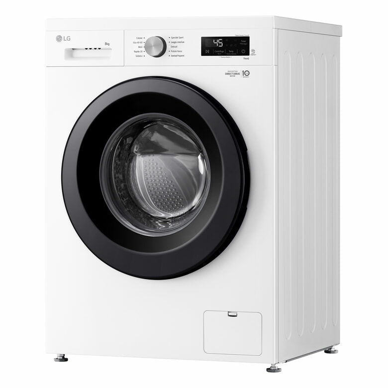 LG F4NX1008NWK Serie X1 Lavatrice Smart A Libera Installazione 8 Kg, 1400 Giri, Allergy Care, Direct Drive, Wi-Fi, Sistema 6 Motion, Classe A, Bianco