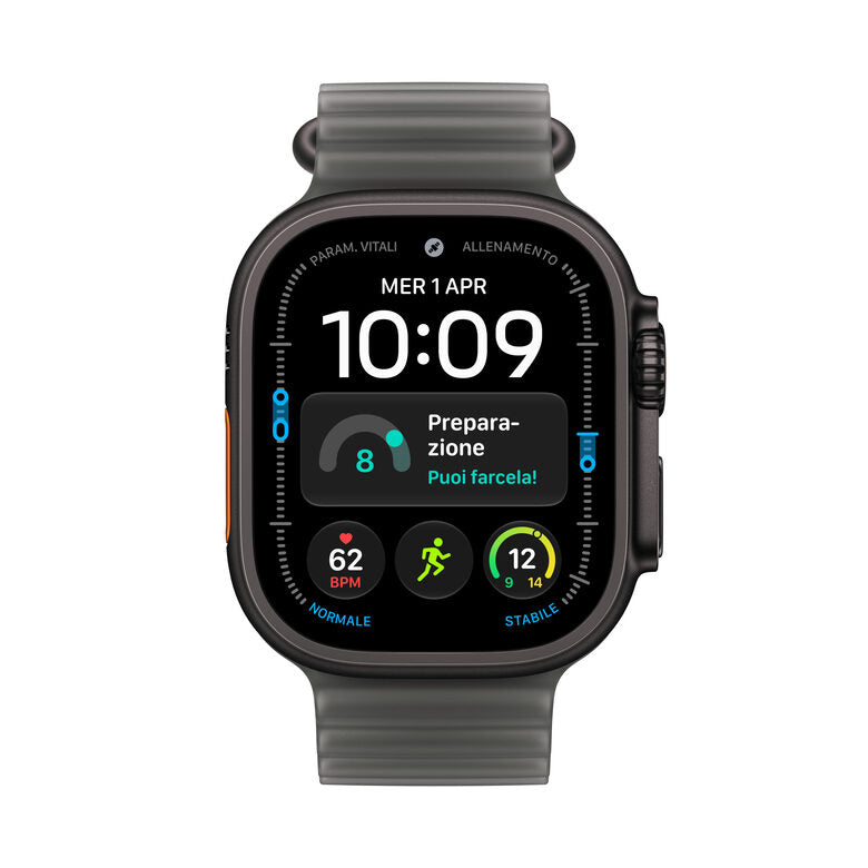 Apple Watch Ultra 4 GPS + Cellular, Cassa 49 mm in titanio nero con cinturino Ocean nero traslucido