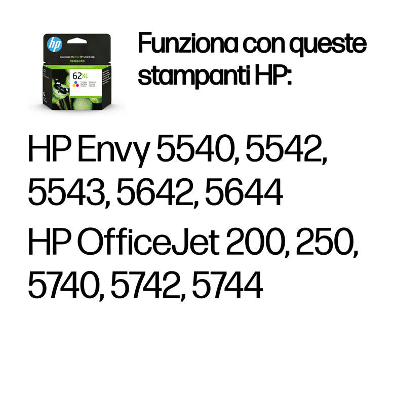 HP Cartuccia originale inchiostro tricromia ad alta capacità 62XL