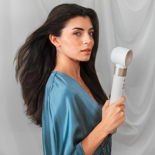 Cecotec CermicCare 10in1 AirGlam Multistyler Caldo Champagne, Bianco 1400 W 1,8 m