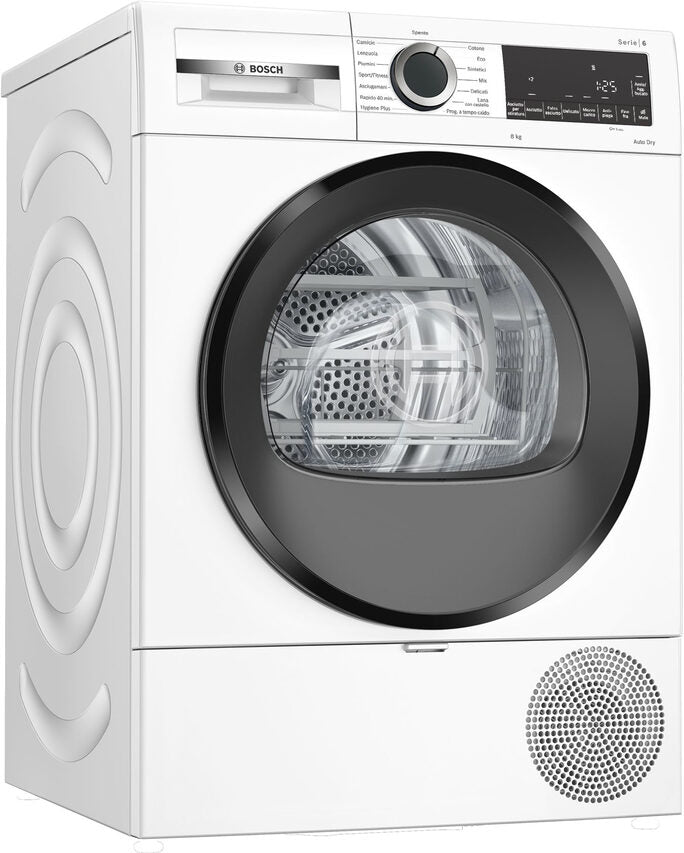Bosch WQG233d1II Serie 6 Asciugatrice A Libera Installazione 8 Kg, Pompa Di Calore, Auto Dry, Filtro Easy Clean, Classe C, Bianco