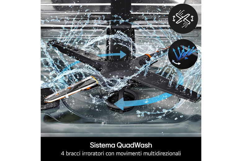 LG QuadWash DB375TXS Lavastoviglie a scomparsa totale Classe A 14 coperti Vapore Wi-Fi