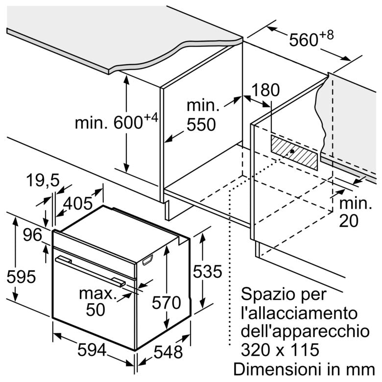 Bosch Serie 6 HRG5180S0 Forno con vapore da incasso 60 x 60 cm Acciaio Classe A