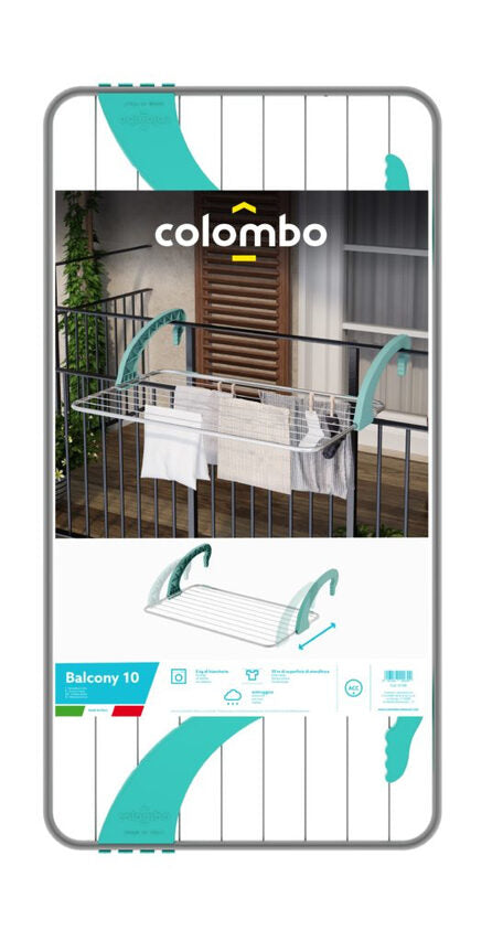 Colombo New Scal Balcony 10 Stendino attaccabile Grigio, Turchese