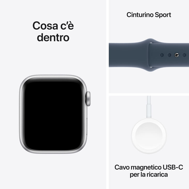 Apple Watch SE GPS + Cellular Cassa 40mm in Alluminio Argento con Cinturino Sport Blu Tempesta - M/L