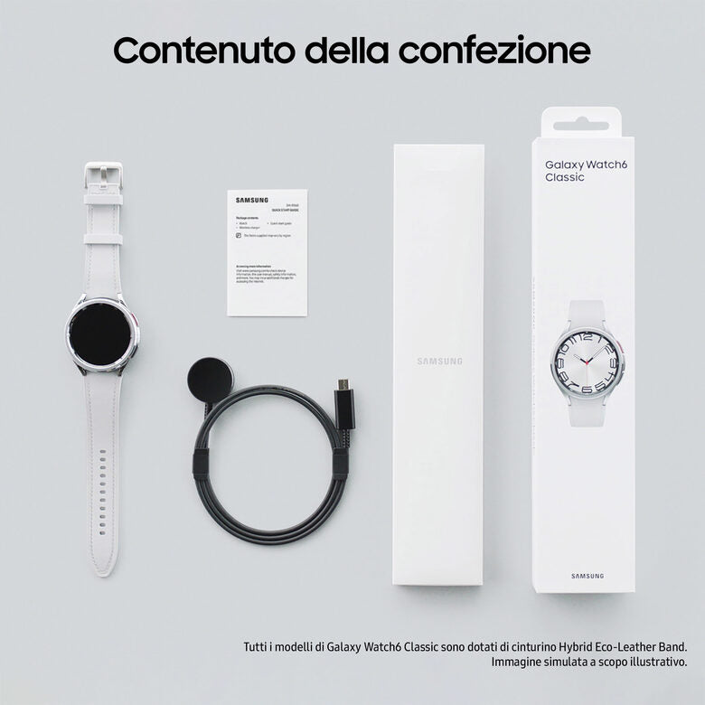 Samsung Galaxy Watch6 Classic Smartwatch Fitness Tracker Ghiera Interattiva in Acciao Inox 47mm Silver