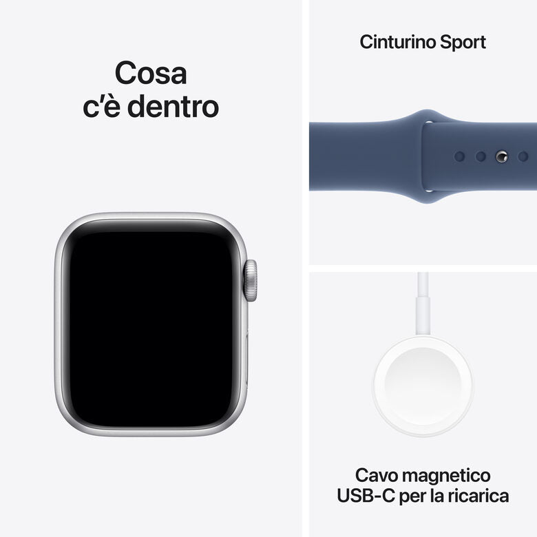 Apple Watch SE GPS + Cellular 40mm Cassa in Alluminio Color Argento con Denim Sport Band - S/M
