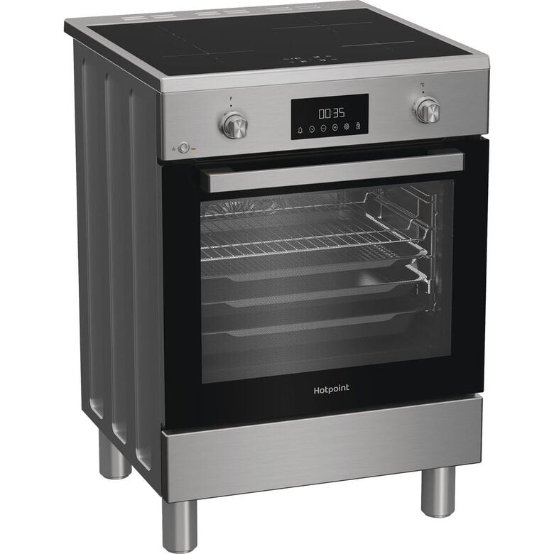 Hotpoint Ariston H6I8LMSAX cucina libera installazione inox, 60x60cm, piano induzione,forno elettrico ventilato, 73Lt, classe A