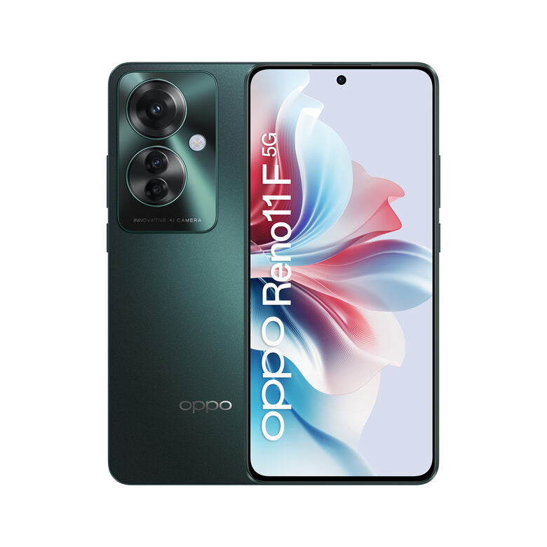 OPPO Reno11 F 5G Smartphone, AI Tripla fotocamera 64+8+2MP, Selfie 32MP, Display 6.7” 120HZ AMOLED FHD+, 5000mAh, RAM 8(Esp4GB/6GB/8GB)+ROM 256GB (esp2TB), [Versione Italia], Palm Green