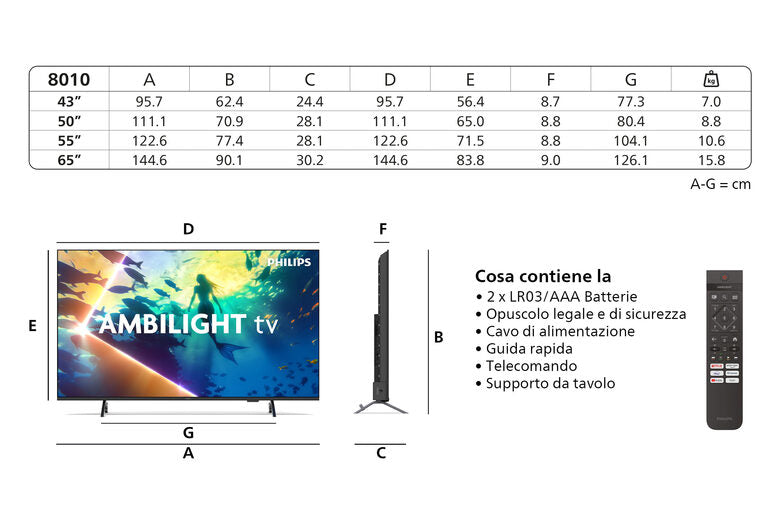 Philips Ambilight TV 65PUS8010 4K UHD LED 164cm 65" Smart TV Dolby Atmos Titan OS
