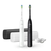 Philips 5300 Series Sonicare spazzolino elettrico sonico con base di ricarica e custodia, 2 livelli di intensità, sensore di pressione confezione da 1 spazzolino bianco e 1 spazzolino nero H