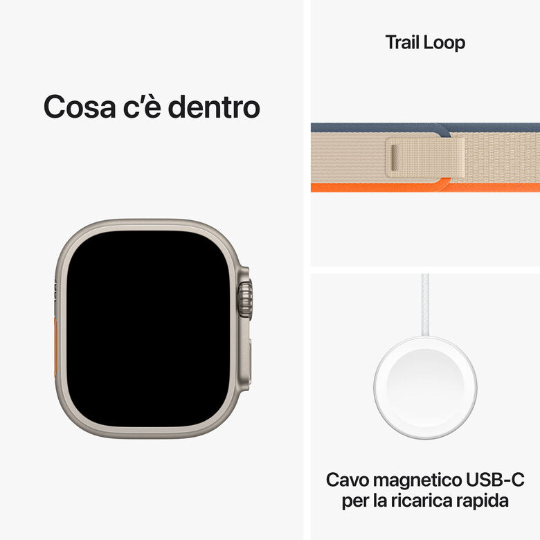 Apple Watch Ultra 2 GPS + Cellular, Cassa 49m in Titanio con Arancione/Beige Trail Loop - M/L