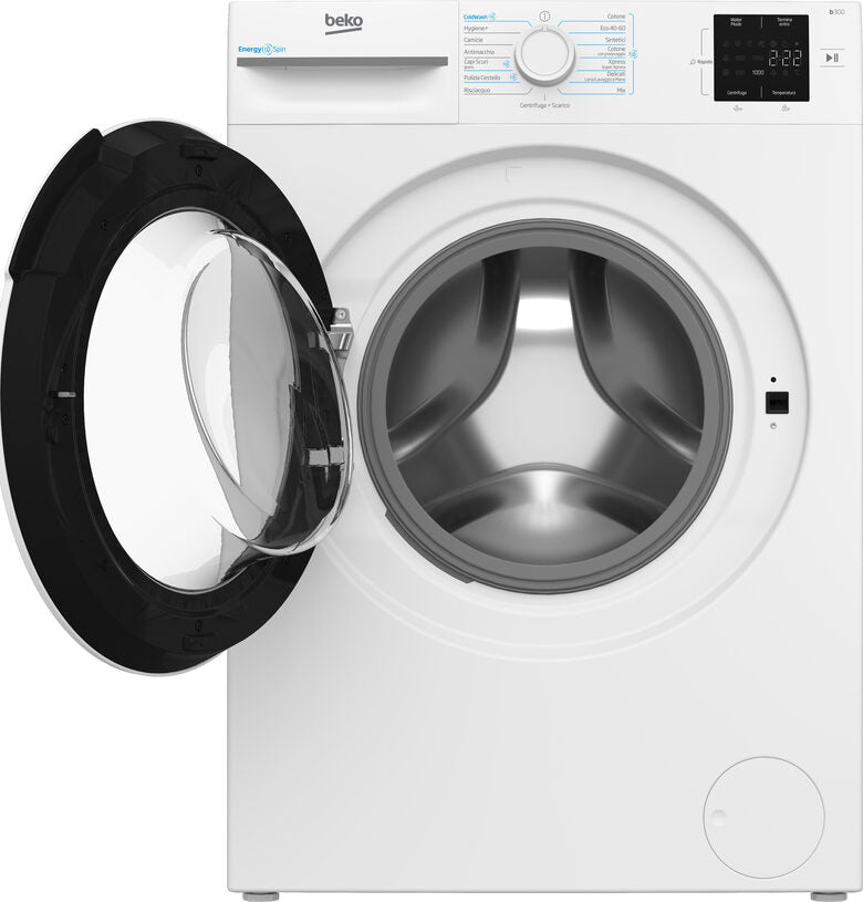 Beko BMWRU3821W B300 Lavatrice A Libera Installazione 8 Kg, Tecnologia EnergySpin™, 1200 Giri, Classe A, Motore Inverter, Display Touch, Bianco
