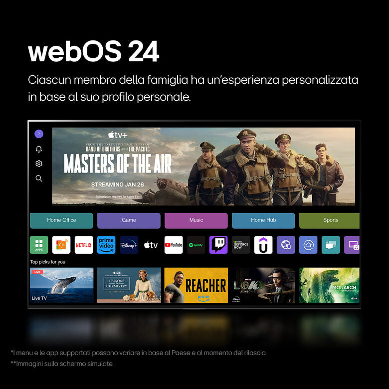 LG Oled77C44LA Televisione Smart TV 77" Pollici Oled Evo 4K Serie C4 Dolby Vision