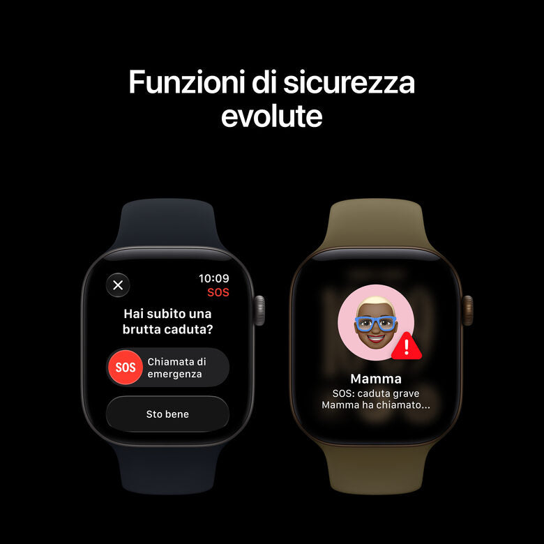 Apple Watch Series 12 GPS, cassa 46 mm in alluminio nero con cinturino Sport nero - M/L