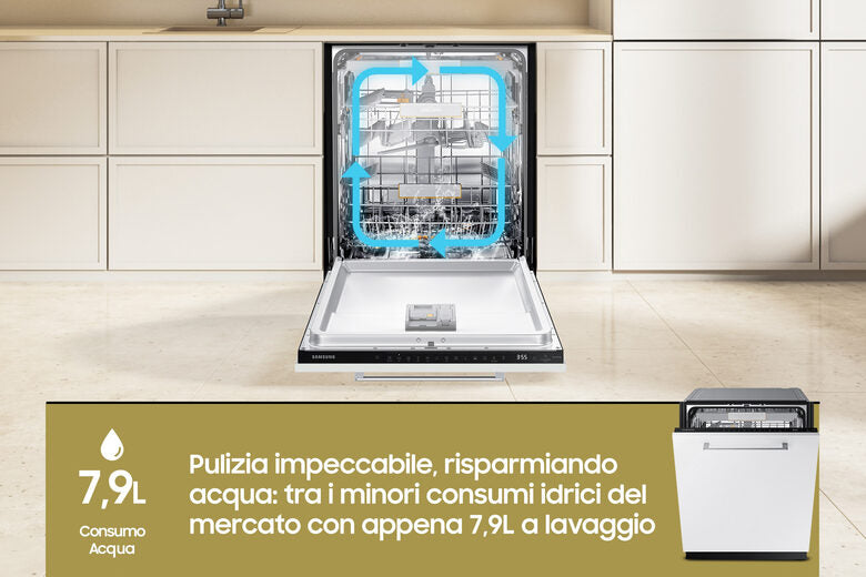 Samsung DW60CG880B00 Lavastoviglie a Incasso Scomparsa Totale Serie 8700 14 coperti A Terzo cesto per posate