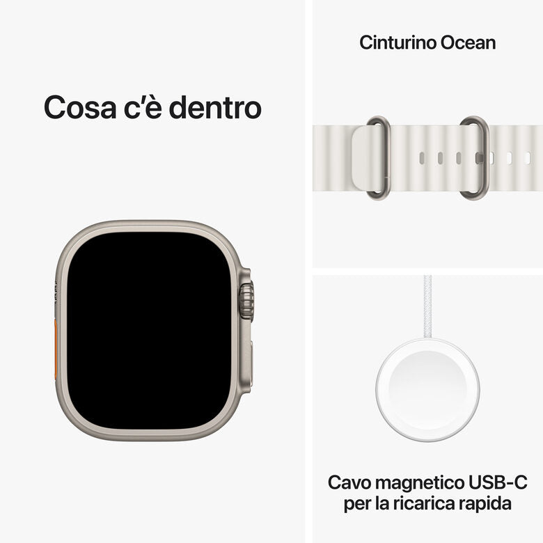 Apple Watch Ultra 2 GPS + Cellular, Cassa 49m in Titanio con Cinturino Ocean Bianco