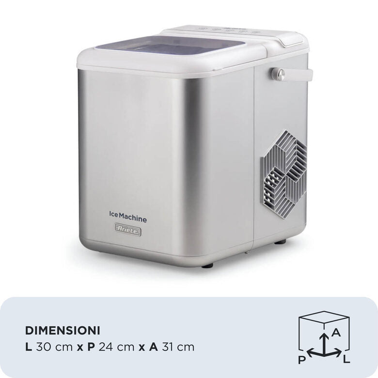 Ariete 651 Ice Machine, Macchine per fare il ghiaccio, 9 cubetti di ghiaccio in 6 minuti, 1,4L, Cubetti grandi e piccoli, Funzione autopulizia