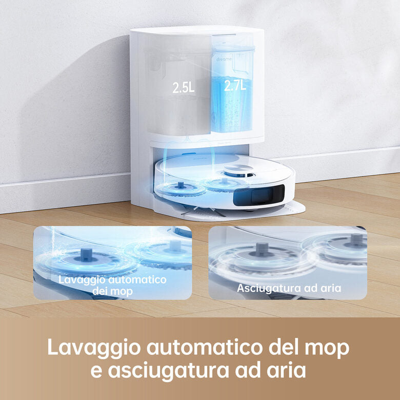 Dreame L10 Prime VM Combo Robot Aspirapolvere con 2 Spazzole laterali aggiuntive(3 in totale), Sollevamento del Mocio da 7 mm, Mocio Autopulente, Navigazione LDS, Aspirazione 4000Pa, Mappatu