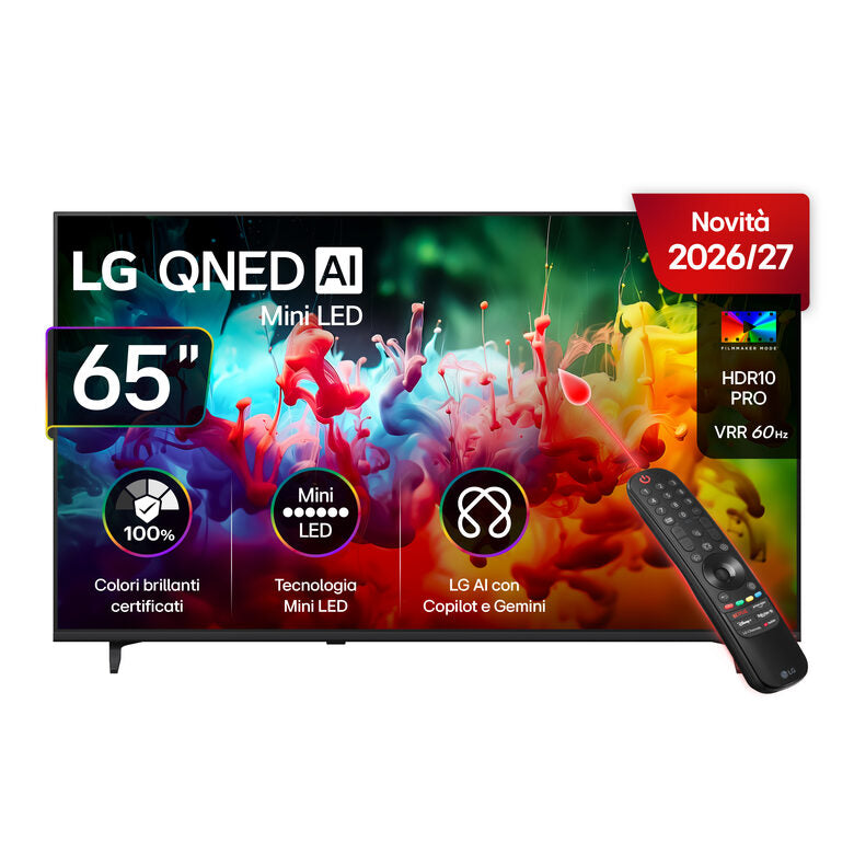 LG QNED AI MiniLED 65'' Serie QNED70B 65QNED70B6C, 4K, AI Magic Remote, 100% Volume colore, 3 HDMI, 20W, SMART TV 2026