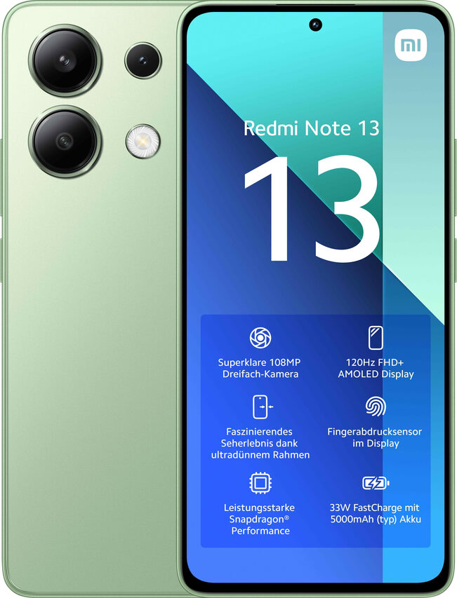 Xiaomi Redmi Note 13 16,9 cm (6.67") Doppia SIM Android 13 4G USB tipo-C 6 GB 128 GB 5000 mAh Verde, Colore menta