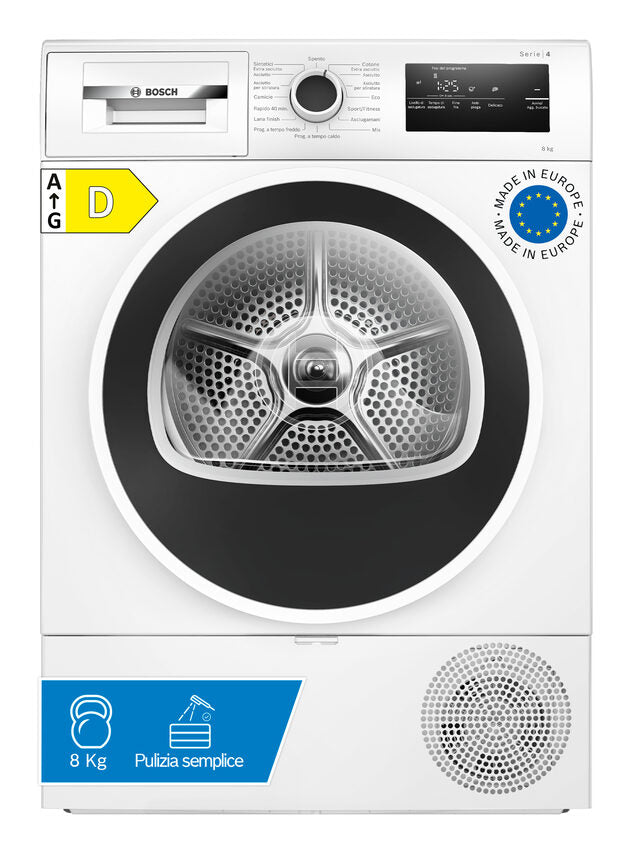Bosch Serie 4 WTH85218II Asciugatrice a pompa di calore 8 kg Bianco