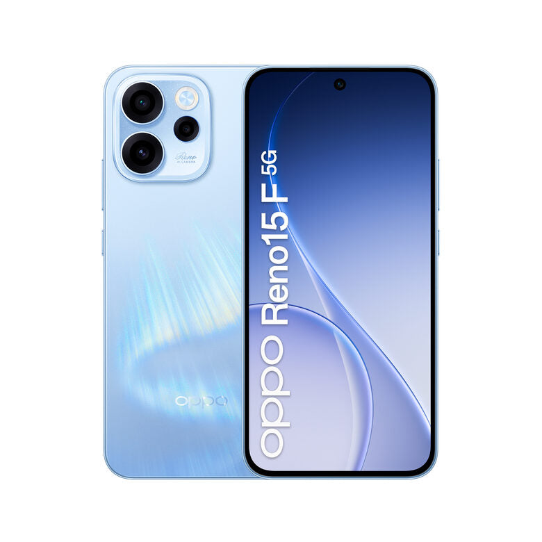 OPPO Reno15 F 5G AI Smartphone, Tripla fotocamera 50+8+2MP, Selfie 50MP, Display 6.57” 120HZ AMOLED FHD+, 6500mAh, RAM 8GB(Esp2GB/4GB/8GB)+ROM 256GB [Versione Italia], Aurora Blue
