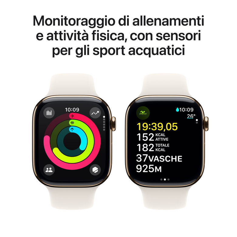 Apple Watch Series 10 Serie 10 GPS + Cellular 46mm Cassa in Titanio color Oro con Galassia Sport Band - M/L