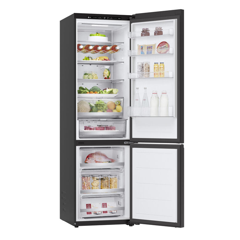 LG GBB72BM9DQ Frigorifero combinato, Classe D, 387L, Wi-Fi, Wine Rack, Vetro bianco satin