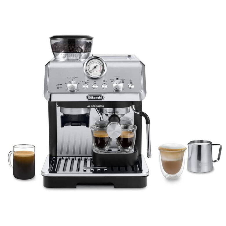 De’Longhi Dedica Arte La Specialista Arte - Macchina per Caffè in chicchi Manuale, Montalatte manuale, 1400W, Metal Black (EC9155.MB)