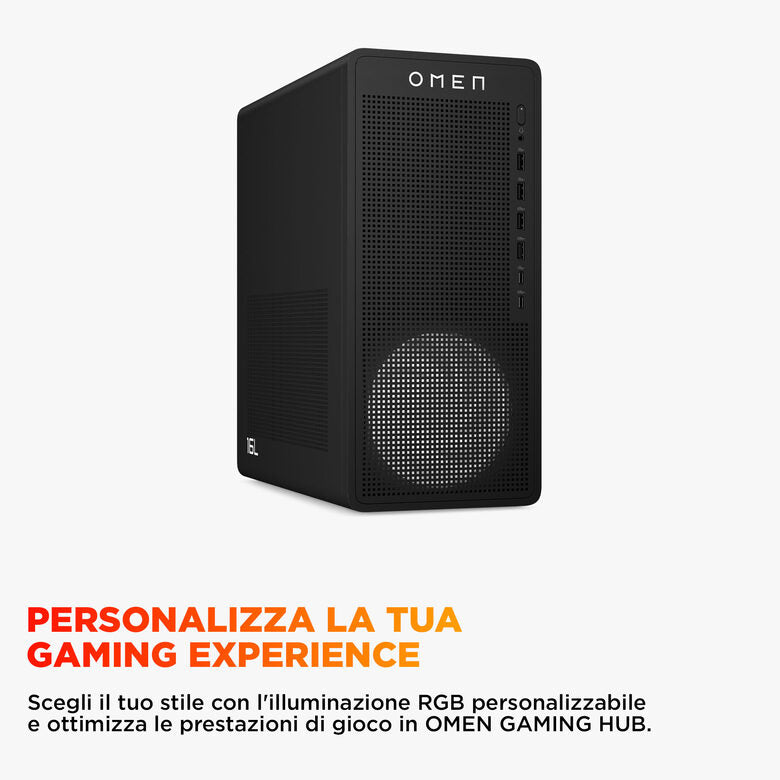 HP OMEN 16L Gaming Desktop PC TG03-0056nl PC AMD Ryzen™ 7 8700F 16 GB DDR5-SDRAM 512 GB SSD Windows 11 Home Tower AI PC Nero