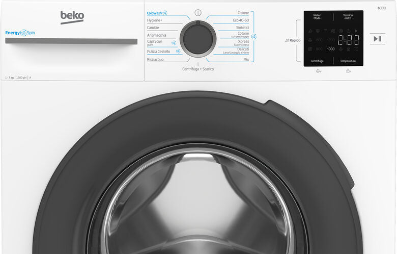 Beko BMWU3721A Lavatrice Slim A Libera Installazione 7 Kg, Energyspin, 1200 Giri, Vapore Igienizzante SteamCure™, AutoClean, Classe A, Bianco