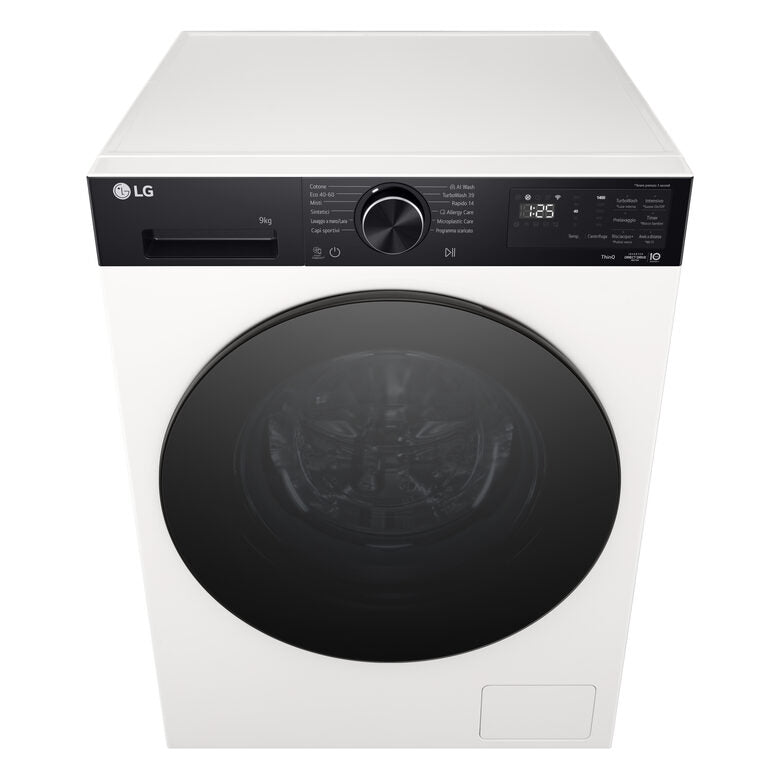 LG F4NX5009THB Lavatrice Slim A Libera Installazione 9 Kg, AI Intelligente, 1400 Giri, Classe A-40%, Ivory White/nero