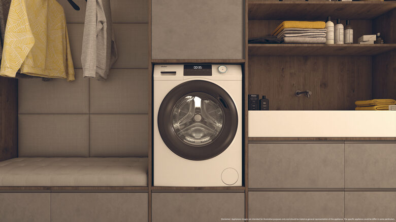 Haier HW90-BP14929A-S Lavatrice A Libera Installazione 9 Kg, 1400 Giri, AI Power Drive Inverter Motor, Pillow Drum, Classe A, Bianco