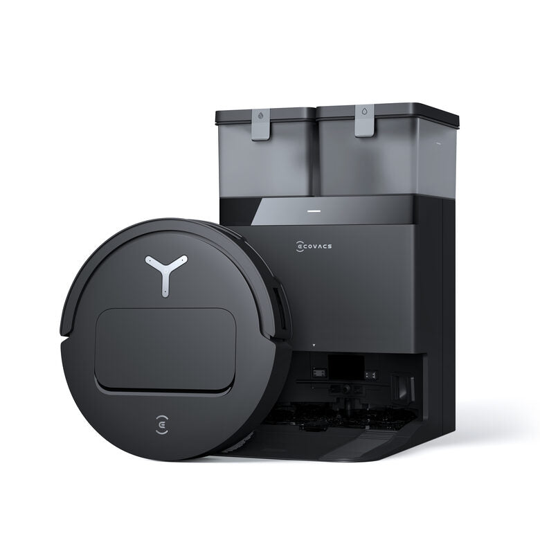 Ecovacs DEEBOT T50 OMNI Robot Aspirapolvere Lavapavimenti, 15000 Pa, Spazzola Laterale Estensibile e Lavapavimenti, ZeroTangle 2.0, lavaggio con acqua calda a 70 ℃, Ultrasottile 81 mm, nero
