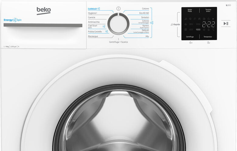 Beko BMWU3921W: Lavatrice EnergySpin 9kg, Classe A, 1200giri