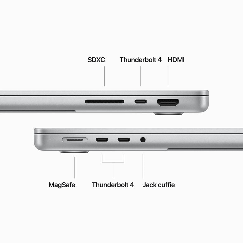 Apple MacBook Pro 14'' M3 Pro chip con 11‑core CPU e 14‑core GPU, 512GB SSD - Argento