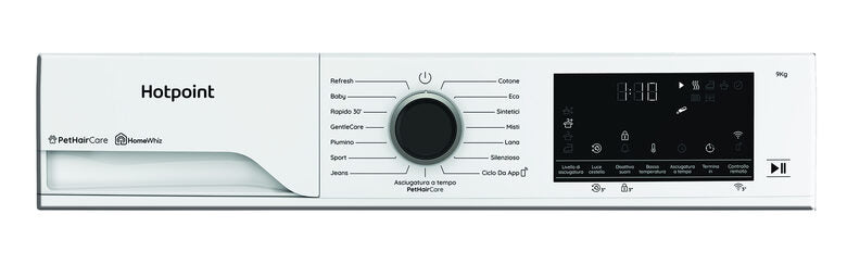 Hotpoint Ariston HPT 96D BS IT Asciugatrice A Libera Installazione 9 Kg, Pompa Di Calore Délica, PetHairCare, Classe A, Bianco