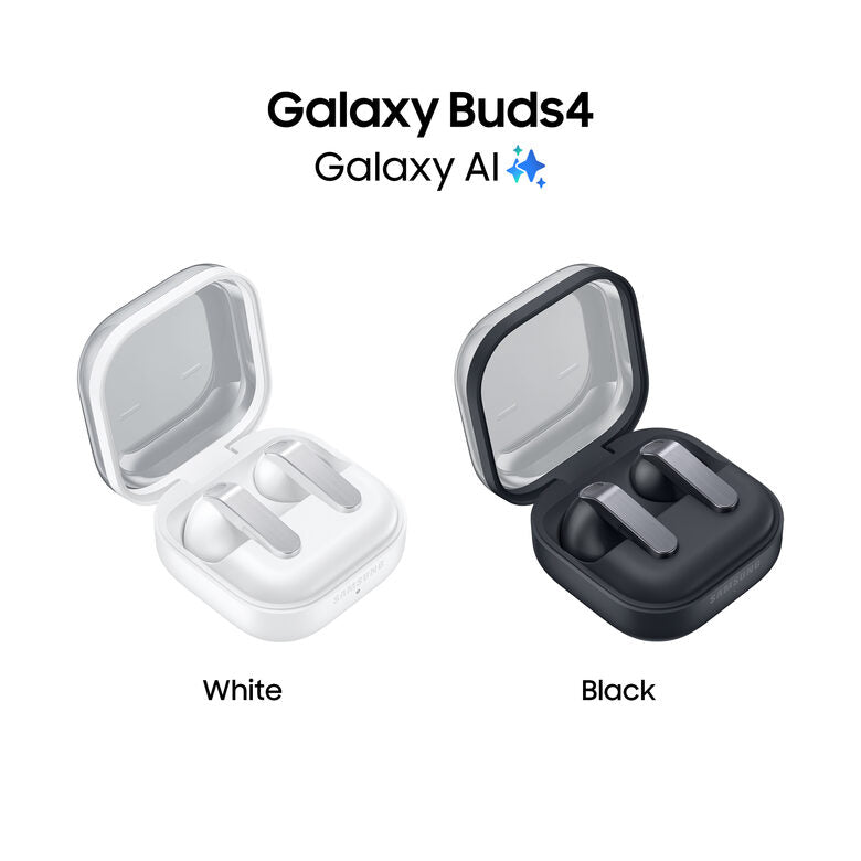 Samsung Galaxy Buds4, White, Corpo in metallo, Altoparlante a 1 via, equalizzatore adattivo, Chiamate cristalline, Audio a 360°, ANC, Controllo adattivo del rumore Connessione senza interruz