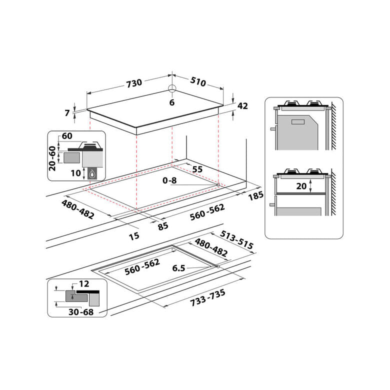 Whirlpool Piano cottura a gas - GOA 7523/NB1