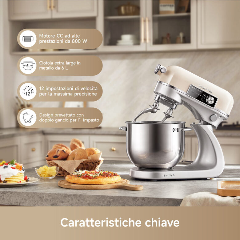 Dreame BioKnead Sbattitore con base 800 W Bianco, Crema