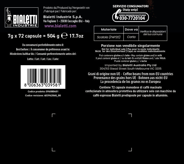 Bialette Capsule Milano 72 Pezzi