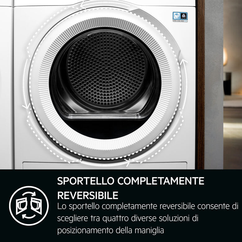 AEG TR8HDBG9B Serie 8000 Asciugatrice Libera Installazione 9 Kg, Pompa Di Calore, Precise Dry, SensiDry®, Mixdry, AbsoluteCare, Classe B, Bianco