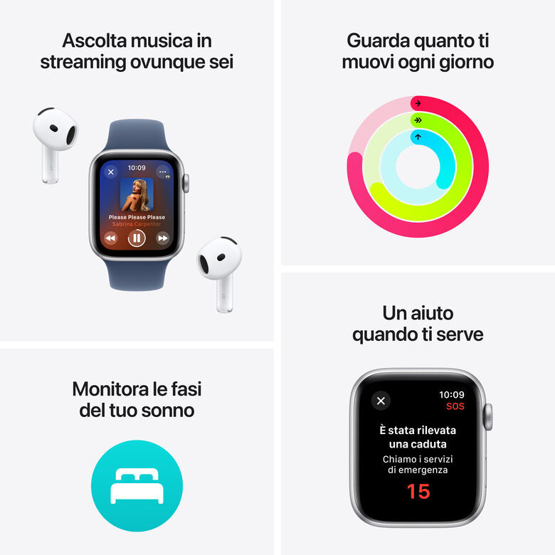 Apple Watch SE GPS + Cellular 40mm Cassa in Alluminio Color Argento con Denim Sport Band - S/M