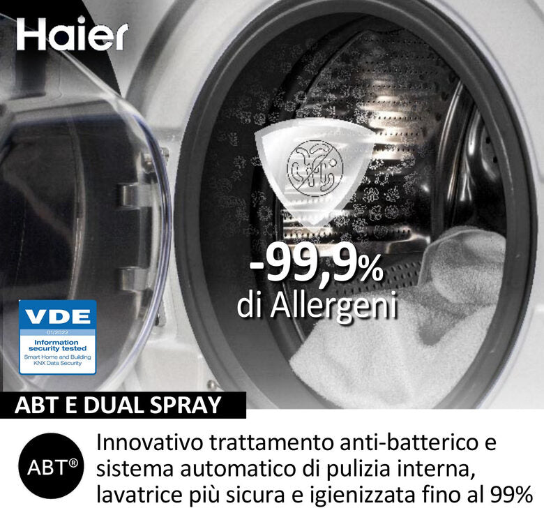Haier HW100-B14367U1 X Serie 7 Lavatrice A Libera Installazione 10 Kg, 1400 Giri, Classe A, Bianco