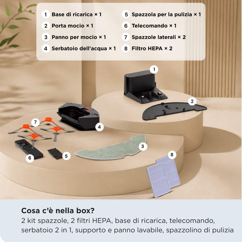 Ariete Robot Aspirapolvere e Lavapavimenti X-Clean 3in1 2719 Wi-Fi 120 Min HEPA 32 W Nero
