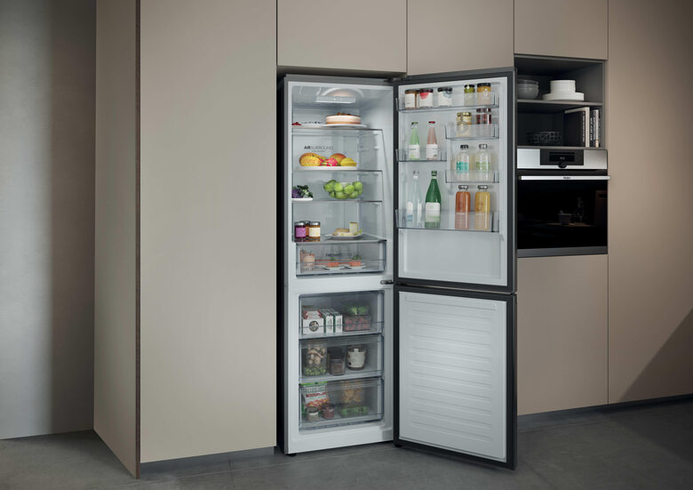 Haier HDPR1618CNPK Frigorifero Combinato A Libera Installazione, Classe C, Acciaio Inox